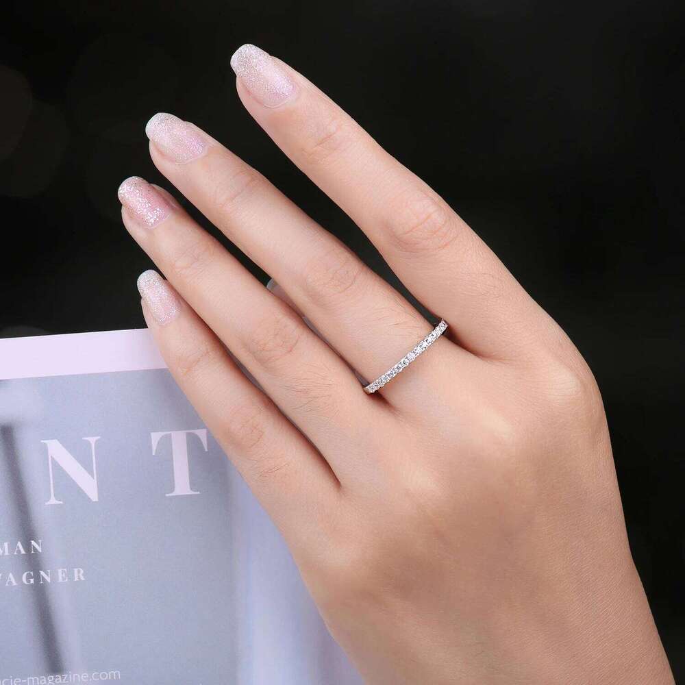 JewelryPalace Moissanite D Color Half Eternity 0.225ct 925 Sterling Silver Wedding Ring for Women Yellow Rose Gold Plated XJ260130