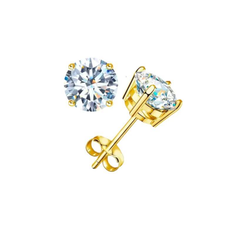 High Quality Wedding Jewelry 18K Gold Lab Grown Diamond Stud Earring for Women Classic Round Diamond Stud Earrings