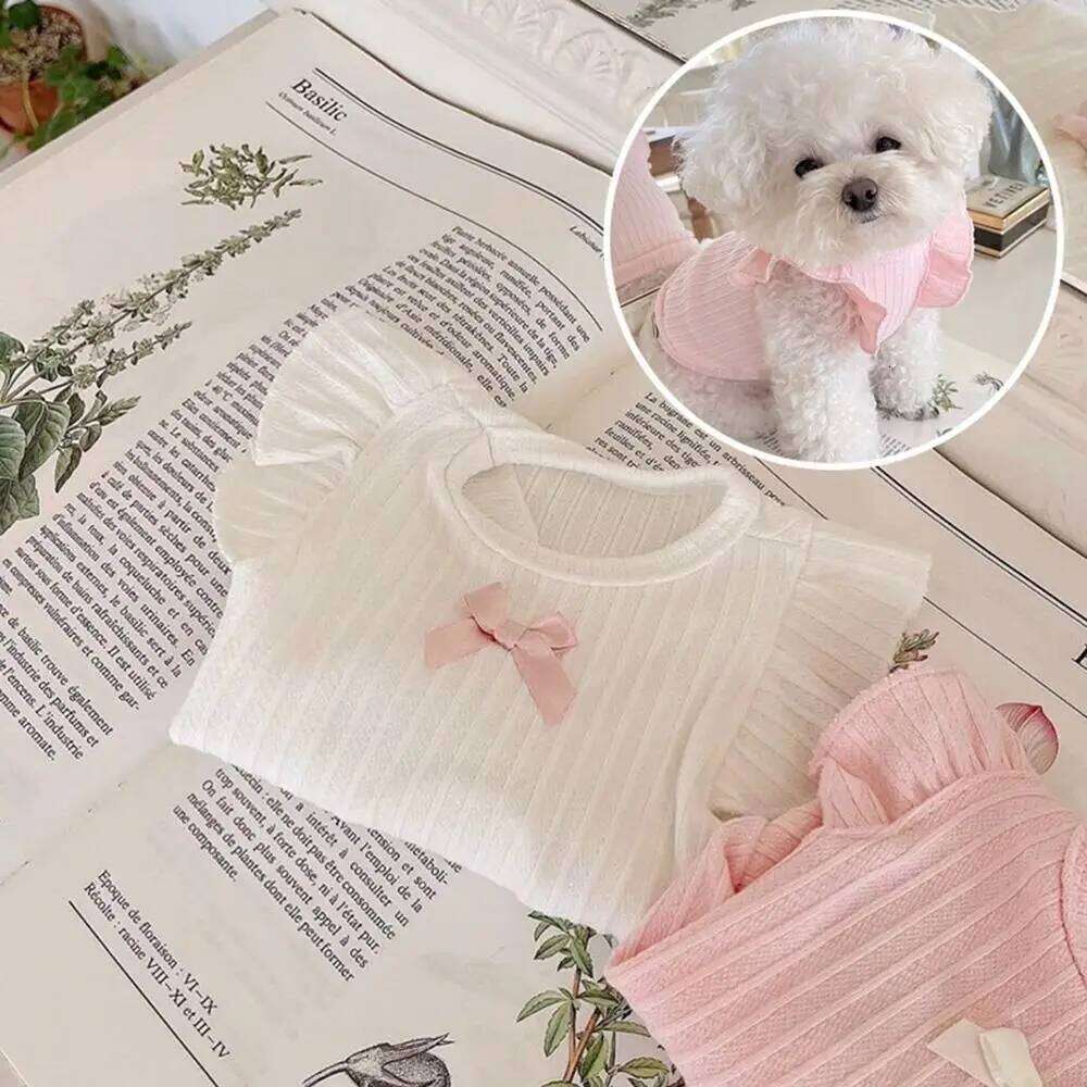 Cute Bow Vest 2025 Dog Puppy Pullover Summer Breathable Two-Legged Clothes Solid Color Cat Pet Products H260130