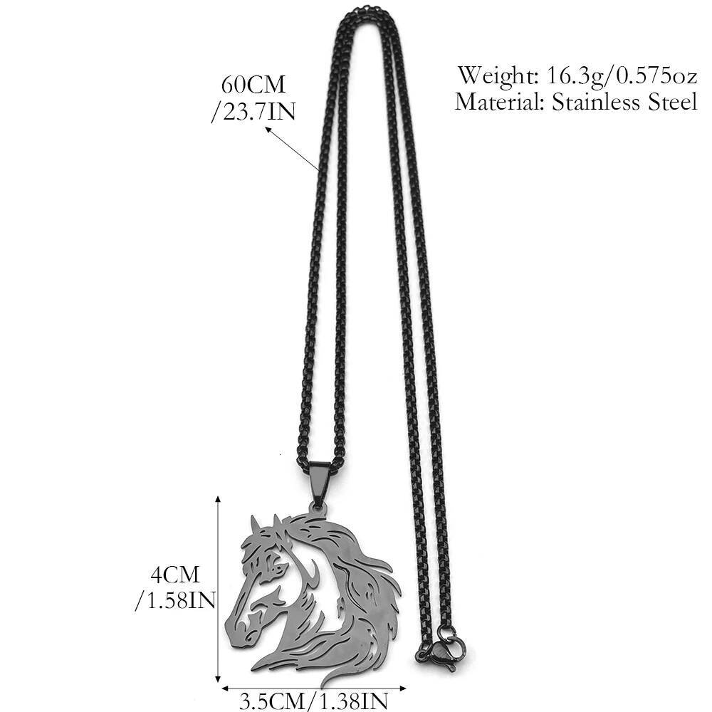 Classic Horse Head Male Chain For Women Men Stainless Steel Silver Color Hiphop Animal Pony West Cowboy Pendant Necklace Jewelry