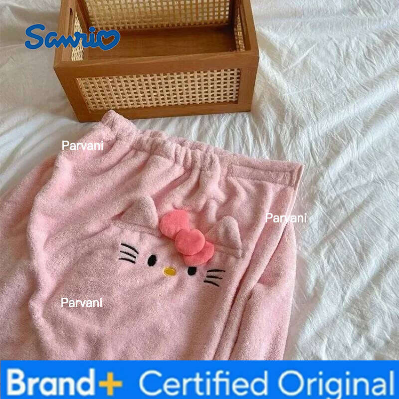 Sanrio Hello Kitty Cartoon Cute and Bath Dress Three-piece Set Creative Kawaii Quick-drying Non-shedding Dry Hair Hat Towel H260130