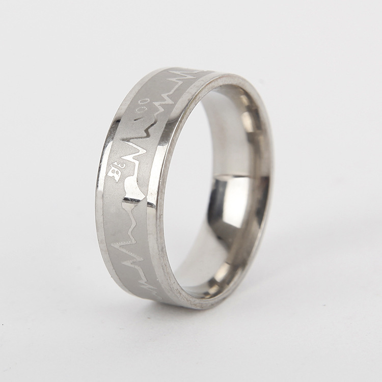 Trendy Jewelry Heartbeat Heart Stainless Steel Factory Direct Sale Unisex Couple Rings