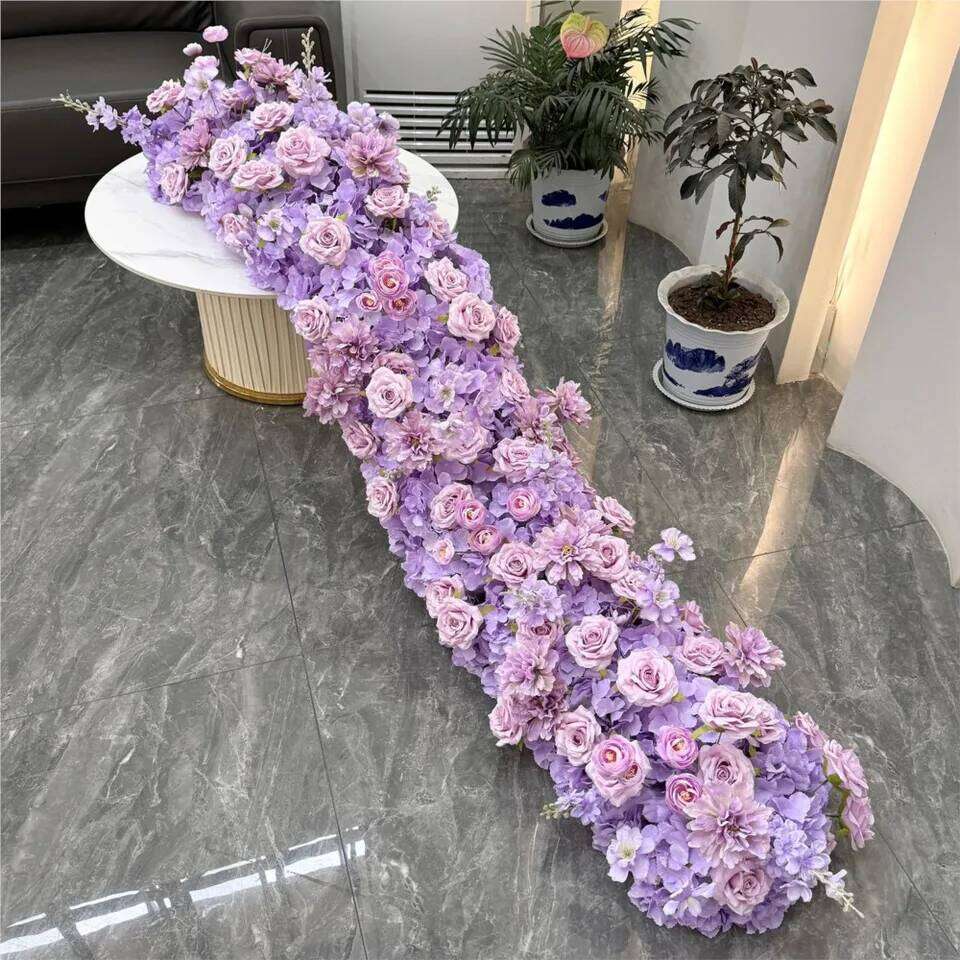Uflower 1/2m White pink Rose Sofa Table Runner Flower Row Wedding Backdrop Arch Decor Floral Arrangement Party Window Display W260130