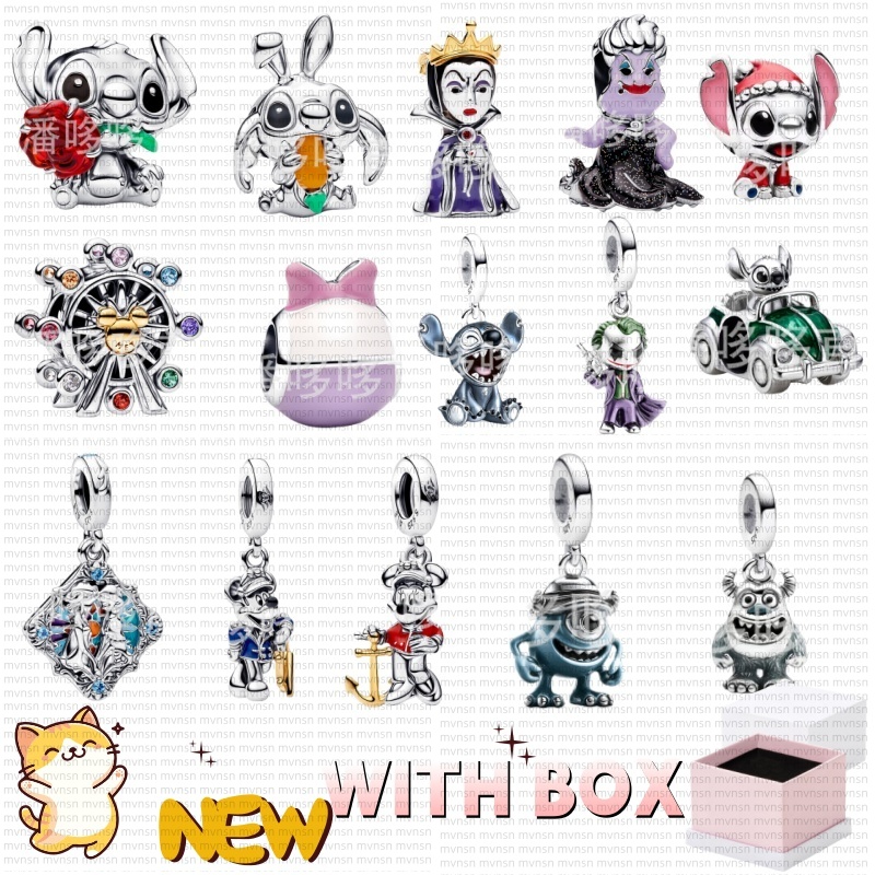 New Charms 925 Silver Mouse Rabbit Pendant with Box Valentine's Day Gift 925 Silver Beads fit Bracelet Necklace Women's Luxury Jewelry Party Gift