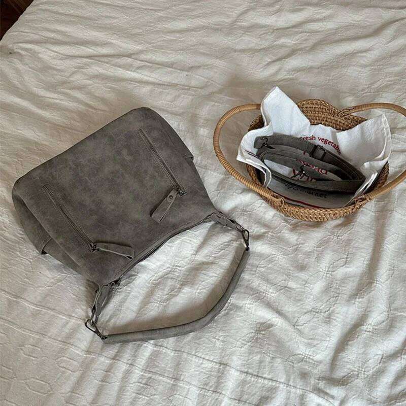 Suede Leather Female Side Retro Shoulder for Women Handbag Casual Ladies Hand Bags Large Capacity Tote Bag Sac Z260130