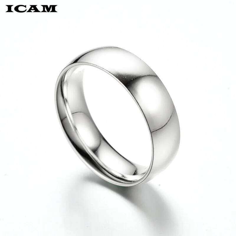 ICAM Fashion jewelry Simple Glossy Mirror Titanium Steel Couple Ring for women men XJ260130