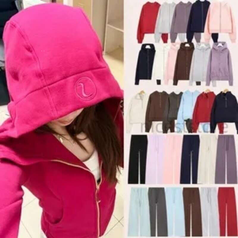 2026 Warm women clothes Yoga Luluflex Lemonflex jackets Define set Scuba Hoodie jackets leggings Sweater Luluflex Lemonflex Sweatshirt pants Sport sets men Slim