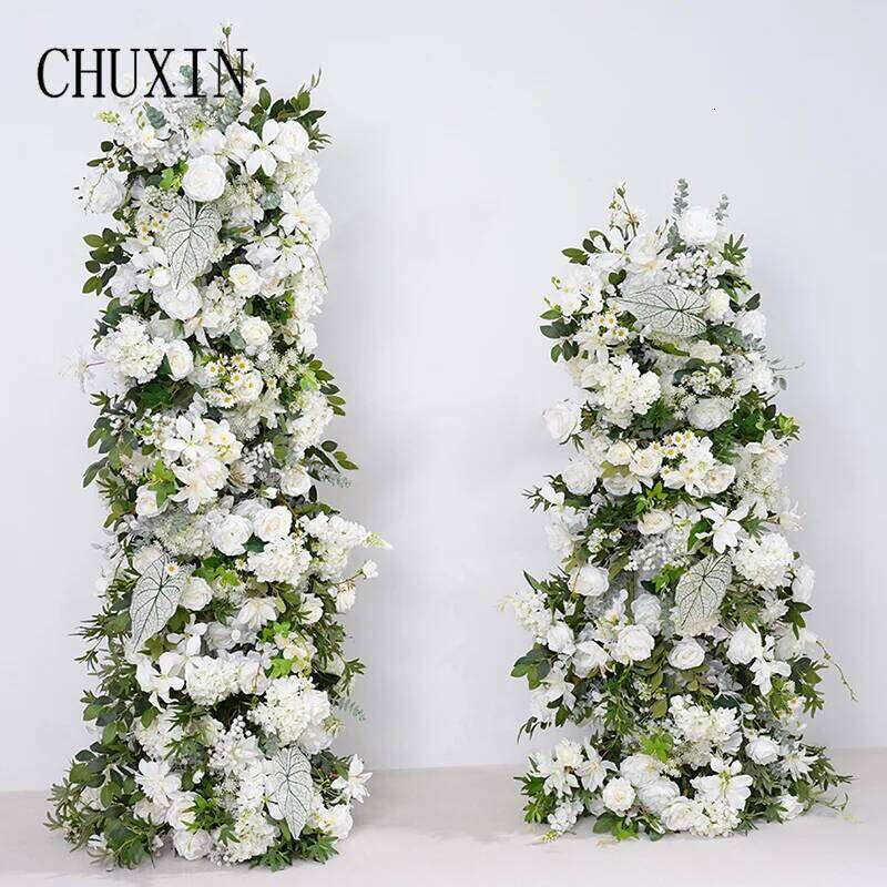 White Series Wedding Backdrop KT Board Decor Daisy Greenery Floral Row Arrangement Stage Event Props Window Display C869720 W260130