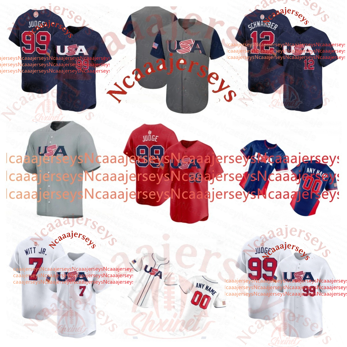 Aaron Judge Team USA 2026 World Baseball Classic Jersey Pete Crow-Armstrong Paul Skenes Corbin Carroll WBC Pete Alonso Cal Raleigh J.T. Realmuto Unite