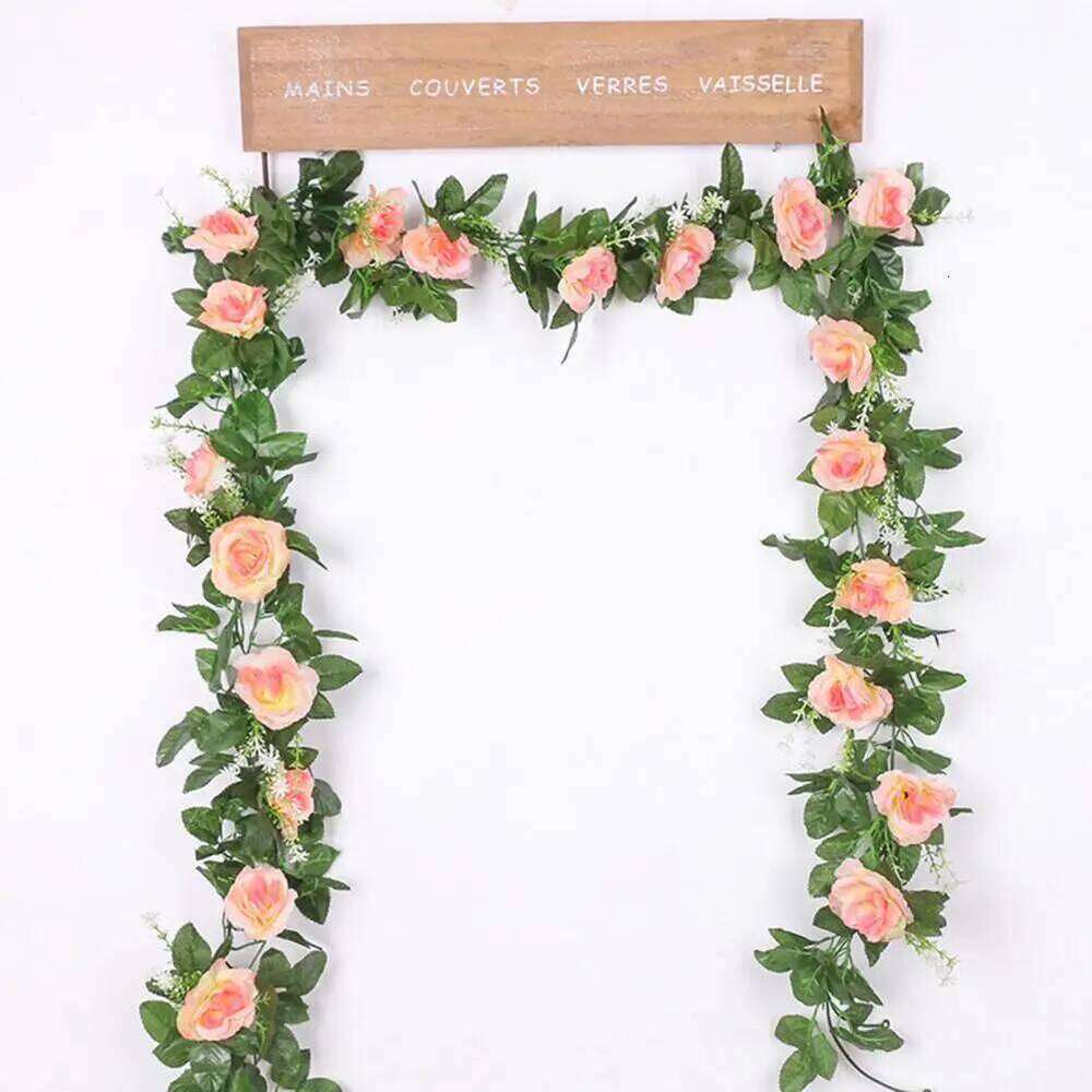 Fake Silk Flower Decoration Elegant Artificial Rose Garland Wedding Party Decor Realistic for Mantle Y260130