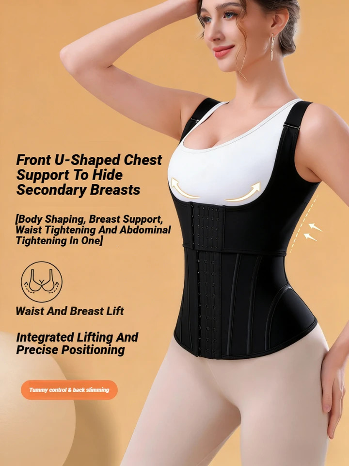 Body Shaper Shapewear Women Vest Tops Double Compression Waist Trainer Corset Adjustable Zipper And Hook-Eyes Latex Tummy 260130