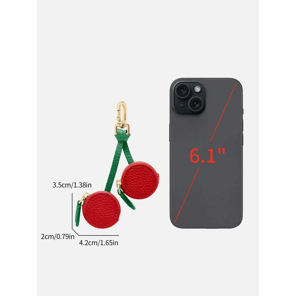 1pcs Stylish unique red cherry fruit pendant coin purse mini cute keychain charm small bag gift for women and girls Z260130