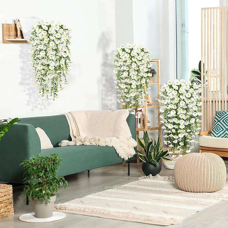 1/2Pc 75cm White Artificial Morning Glory Wall Faux Violet Plants Hanging Flowers Vines for Home Garden Wedding Decor Y260130
