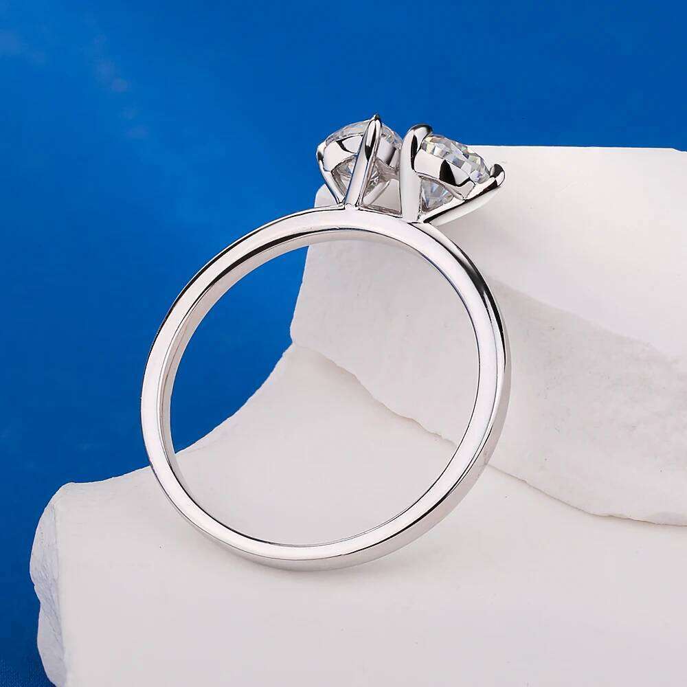 1.5cttw Double Pear Cut Moissanite Diamond Ring for Women Two Stone Toi Et Moi Wedding Bands 925 Silver 18k Gold Plated Jewelry XJ260130