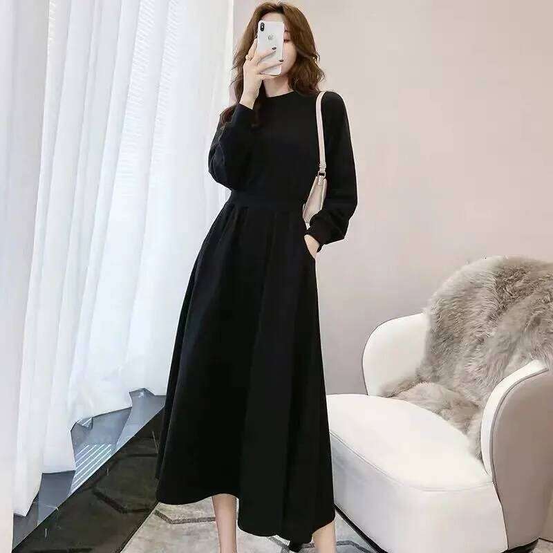 Spring and Autumn New Korean Style Long-sleeved Waist-cinched Sweatshirt Dress XJ260130
