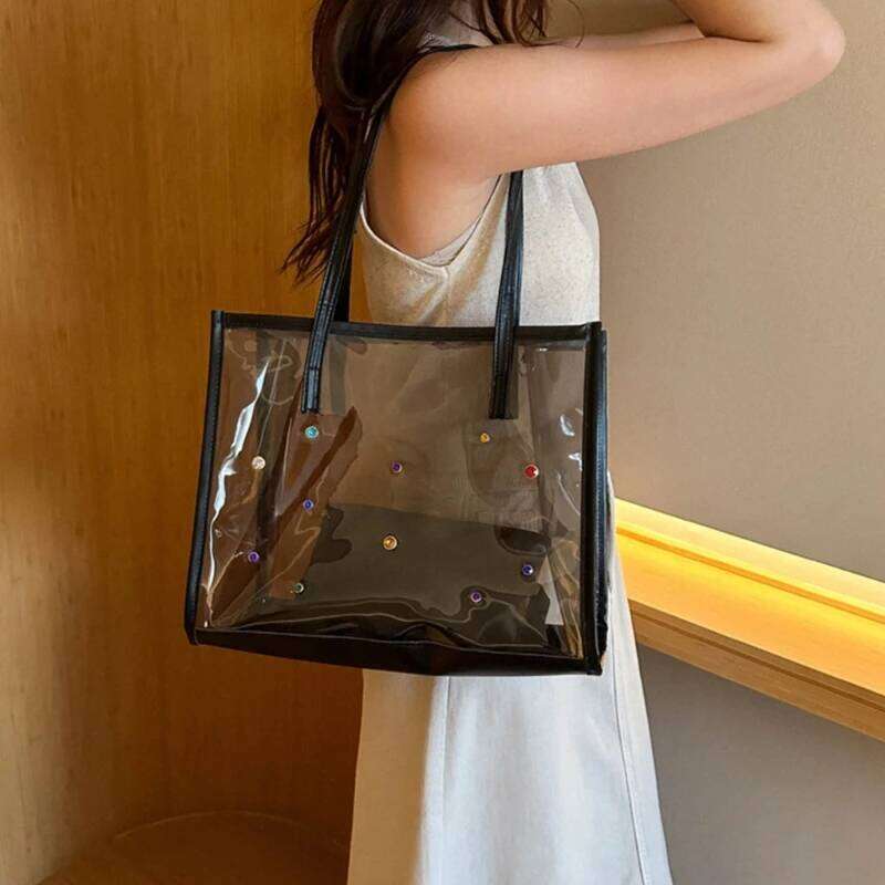 2pcs/set Fashionable Transparent Shoulder Bag Ladies Great for Beach Trips Daily Commutes and Shopping Z260130
