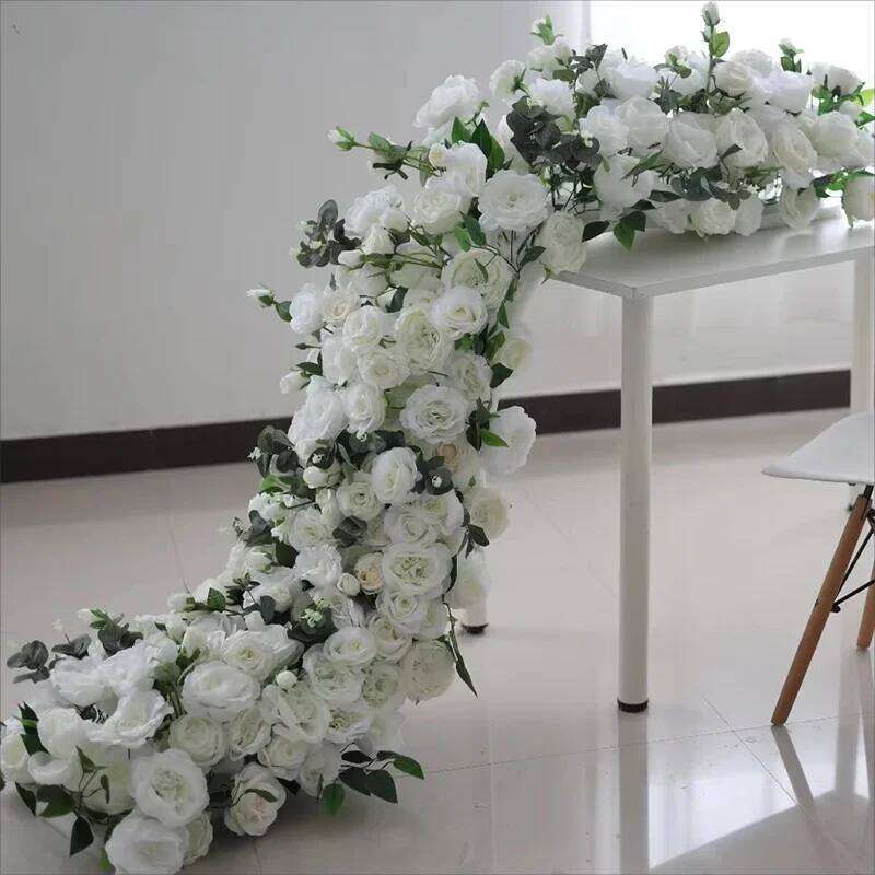 6M/4M/3/2M Rose Hydrangea Table Runner Sofa Floor Arrangement Wedding Backdrop Decor Flower Row Banquet show Party Props W260130