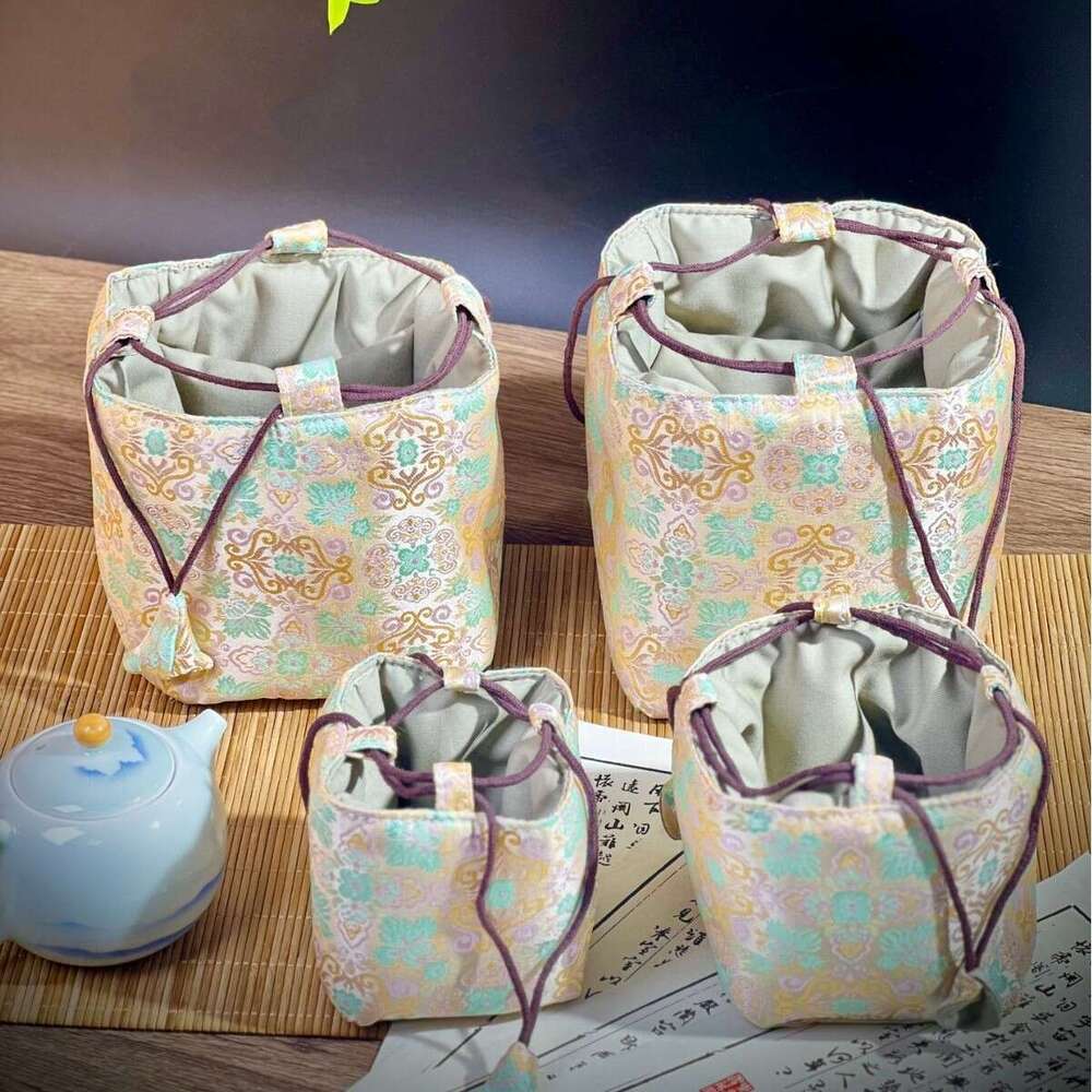 Travel Pot Woven Cloud Brocade Handmade Anti-Fall New Chinese Style Retro Storage Master Cup Tea Set Fabric Bag MASA