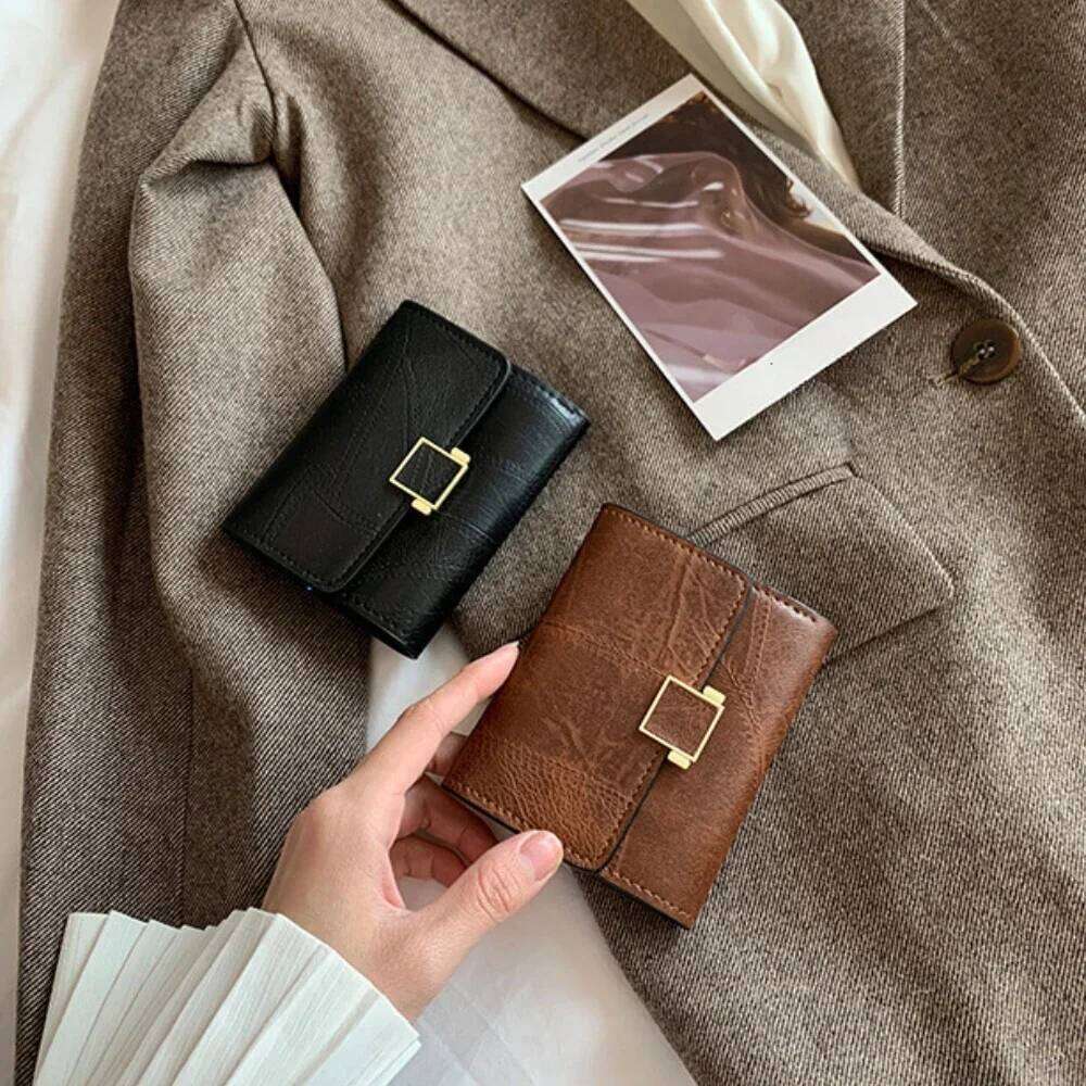 Women Wallet Vintage Short Leather Small Mini Female Fashion Multi-Card Card Holder Coin Purse Multi-functional Clutch Bag Z260130