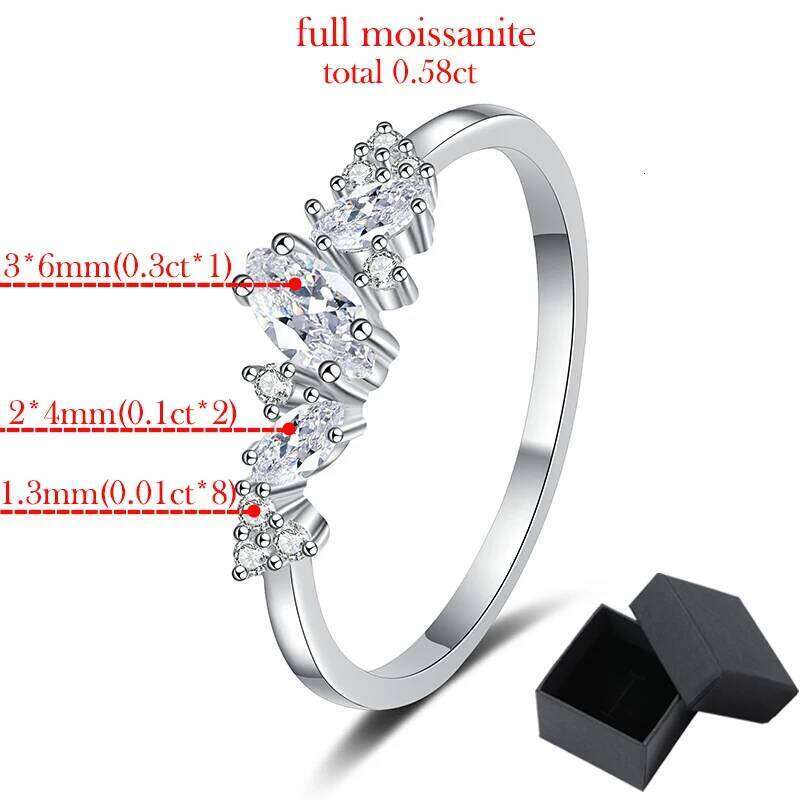 Smyoue 0.58cttw Marquise Cut Weeding Moissanite Rings for Women Double Halo High Quality 925 Sterling Silver Half Eternity Band XJ260130