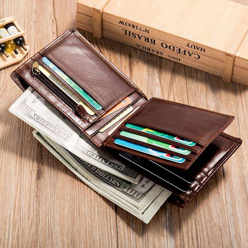 WESTAL Genuine Leather with Coin Purse RFID Wallet for Men Cardholder Money Bags Z260130