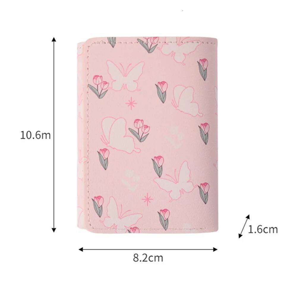 Cute Bow Wallet Women Sweet Pink Color Style Floral Purse Holder for Girl Portable Travel Cash Coin Photo Card Bag Z260130