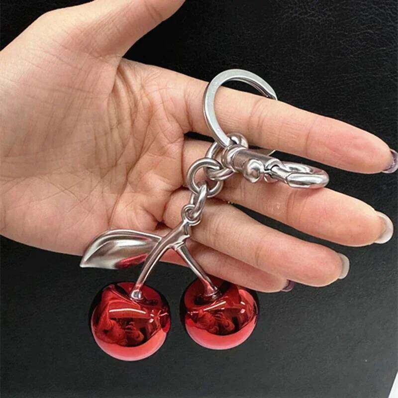 Fashion Glitter Mirror Face Red Cherry Pendant For Handbag Shoulder Bags Women's Keychain Bag Charms Accessories Gift Z260130