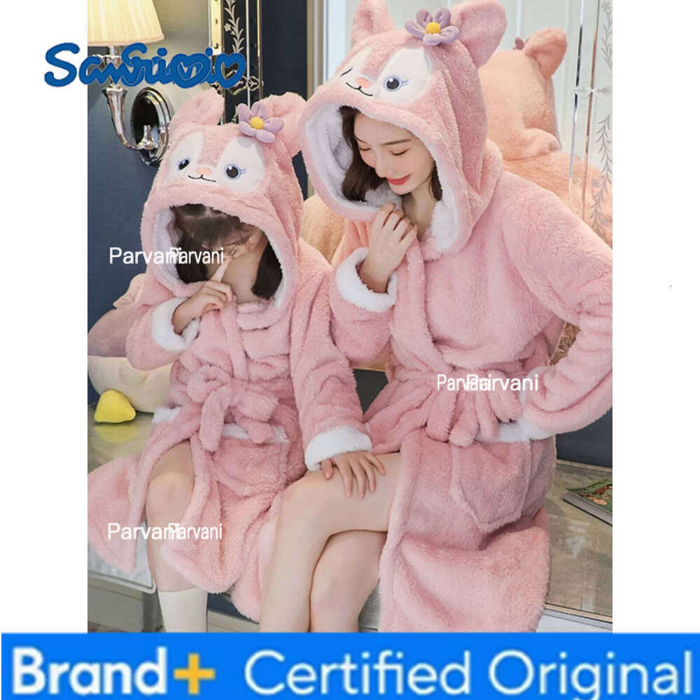 Sanrio Hello Kitty Pokemon Pikachu Pajamas Girls Night-Robe Children's Autumn Winter Hooded Thick Bathrobe Matching Outfit Clothes Top H260130