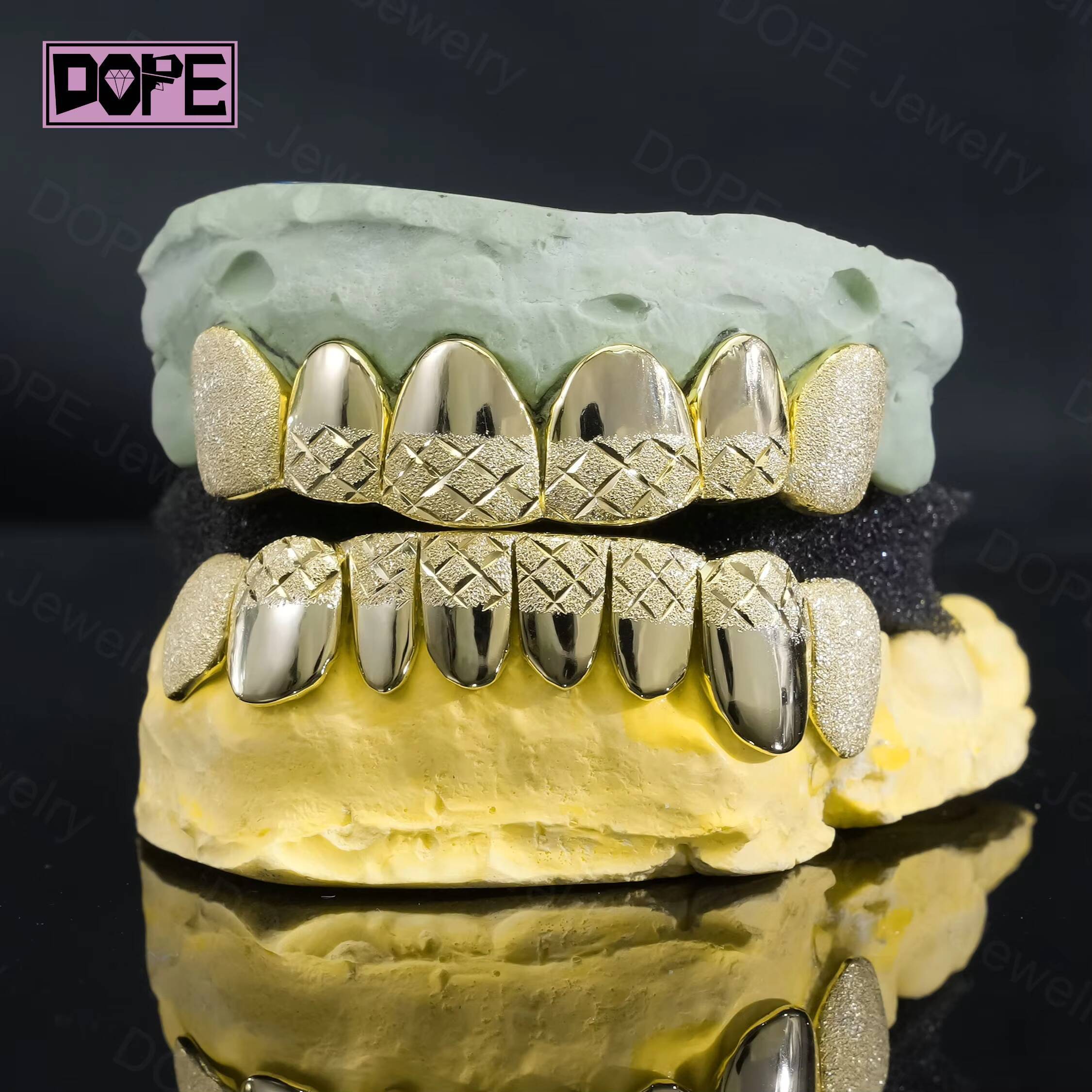 Custom Grillz Made Fitted Hip Hop Grill Perm Cut Grillz 925 Silver Solid 14k Gold Fine Jewelry Plating Plain Teeth Grillz