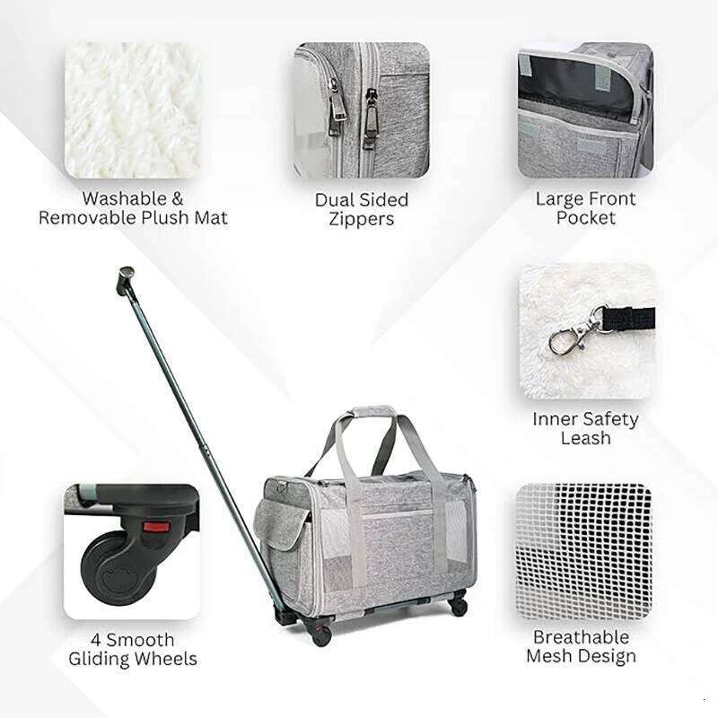 with Wheels for Dogs Up To 15lbs & Cat Airline Approved Dog Rolling Carrier Foldable Pet Stroller 26H0130