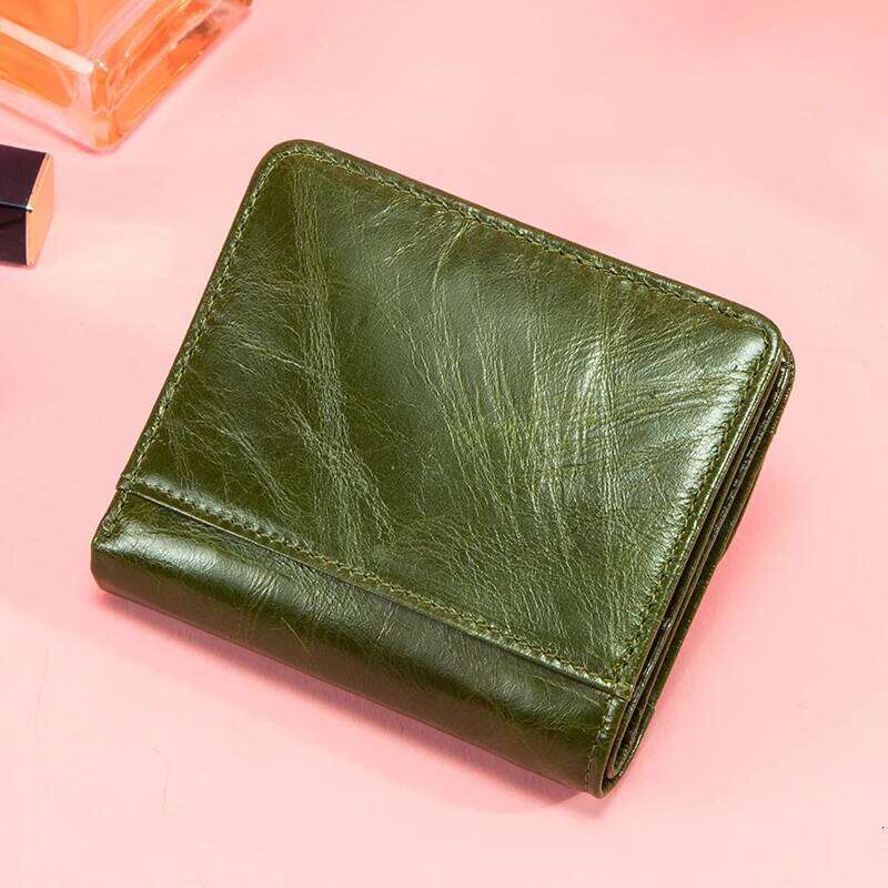 Contact's 100% Genuine Leather Wallet Green Women Small Coin Purse Card Holder Wallets Mini Money Bag for Ladies Carteras Z260130