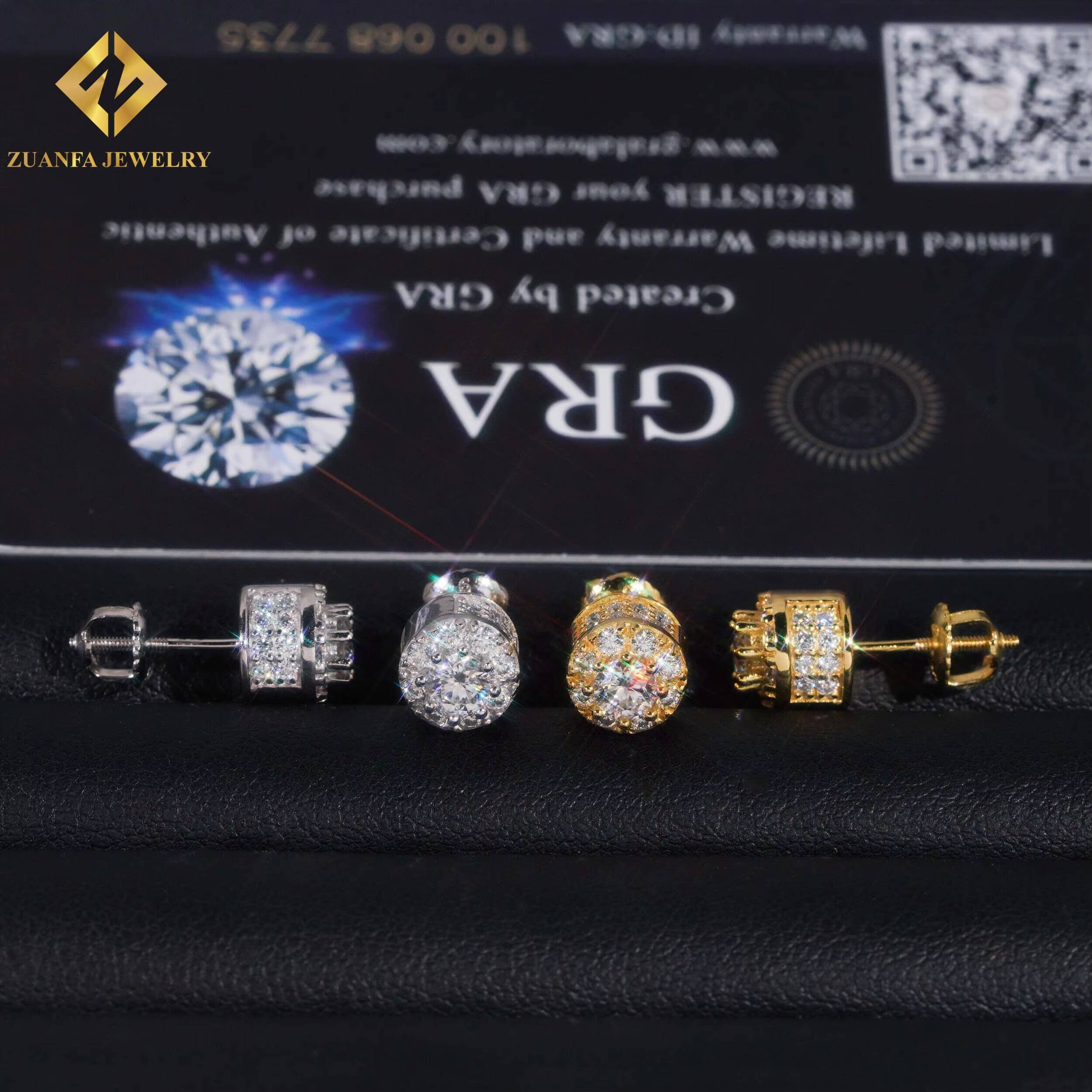 Luxury Ice Out Women Fine Jewelry 925 Sterling Silver VVS Moissanite 75mm Hip Hop Round Shape Earring Jewelry Unisex