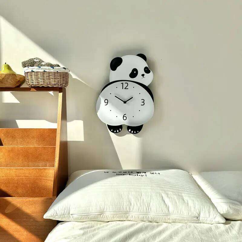 Creative Swing Panda Simple Foot Living Home Silent Dining Room Wall Bedroom Clock W260130