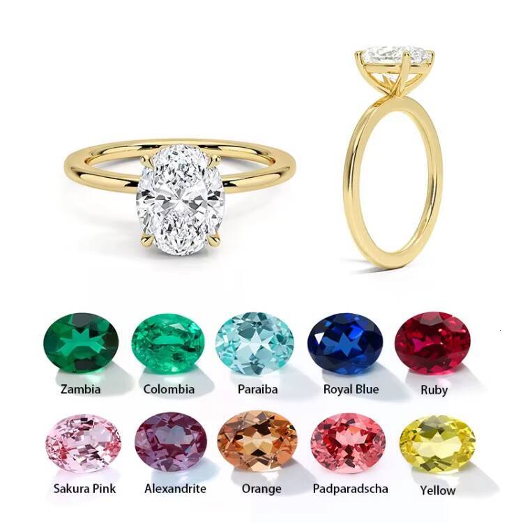 1CT DEF VS VVS IGI Oval HPHT CVD 9K 10K 14K White Rose Yellow Gold Lab Grown Diamond Rings