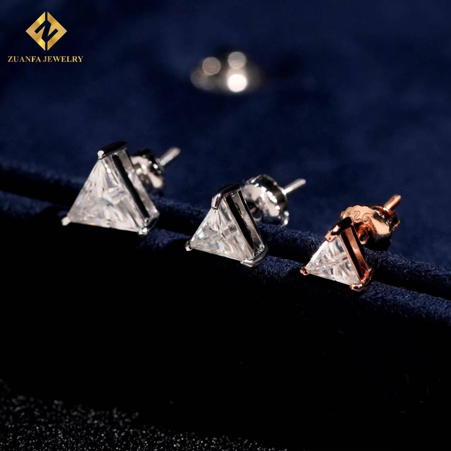 925 Sterling Silver Triangle Cut Stud Earring VVS Moissanite Iced Out Stud Earring Past Diamond Test Moissanite Stud Earring