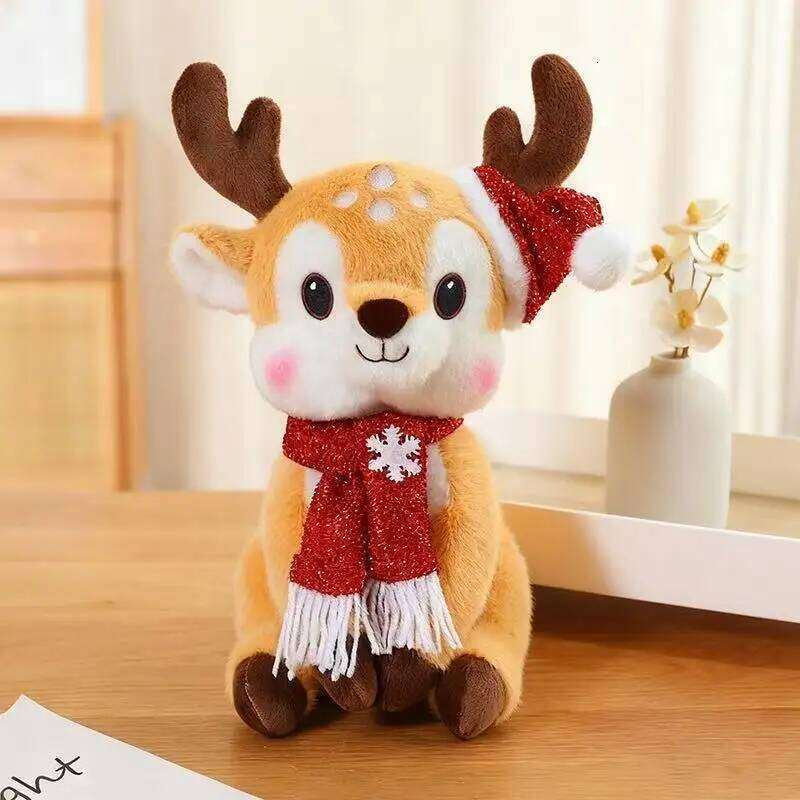 Latest Christmas Scarf, Deer Pillow, Kawaii Stuffed Plush Toy Doll, Cartoon Anime, Cute Children's Birthday Gift, Fun Doll Y260128