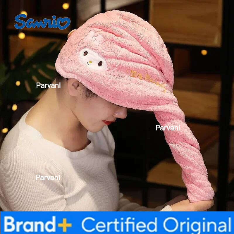 Sanrio Hello Kitty Cartoon Bath Dry Cap Girl Kuromi Anime Wipe Super Absorbent Quick-Drying Towel Hair Hat H2601301