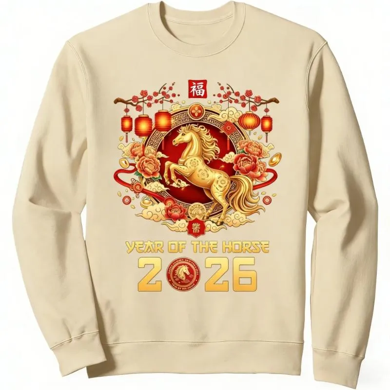 women's Hoodies Chinese Year Unisex Pullover Of The Horse Sweatshirt Latest Trendy Style Fashion Streetwear Men Women Clothing