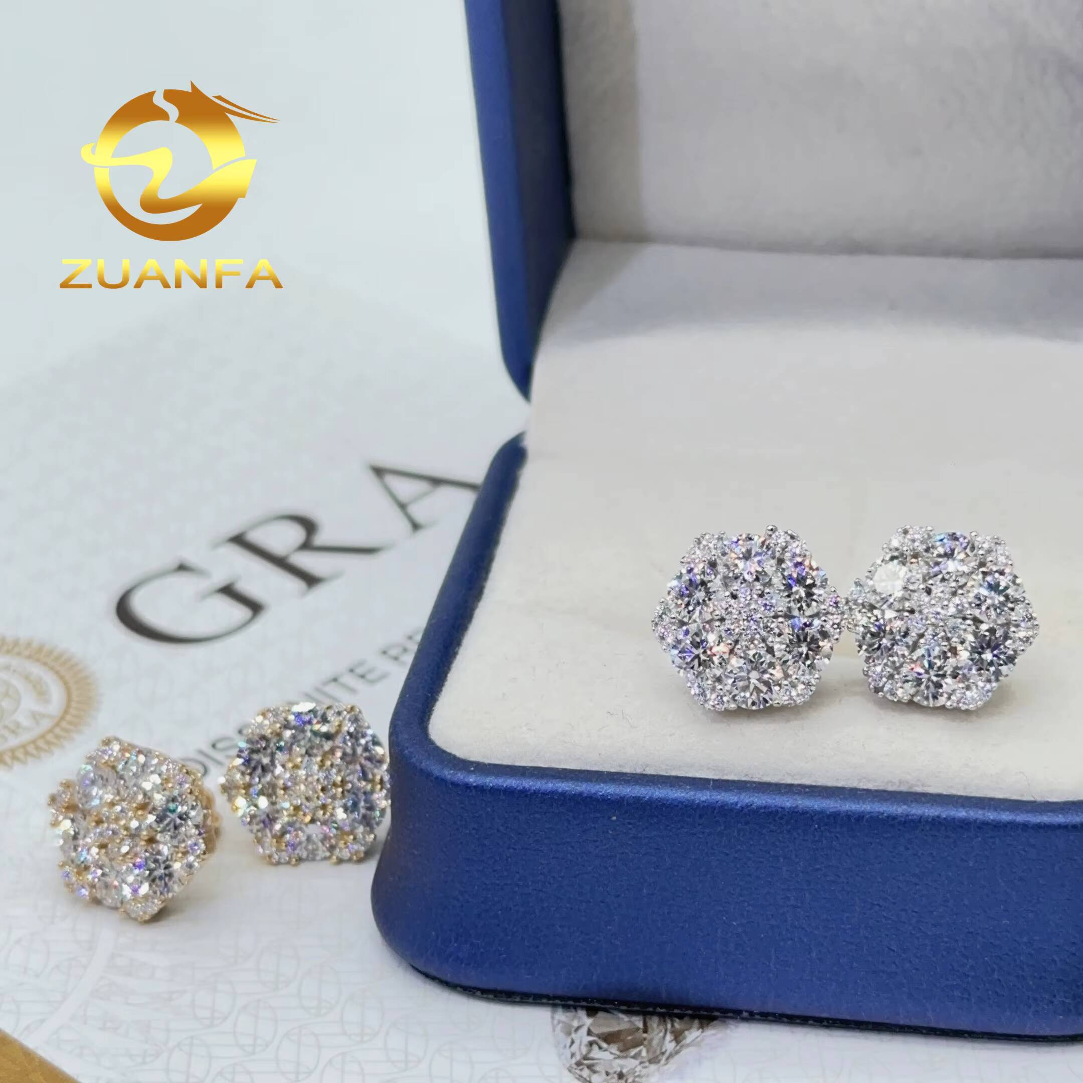 Shining Earrings for Women Pass Diamond test Snow Flake Design Moissanite Earrings Iced Out Moissanite Earrings