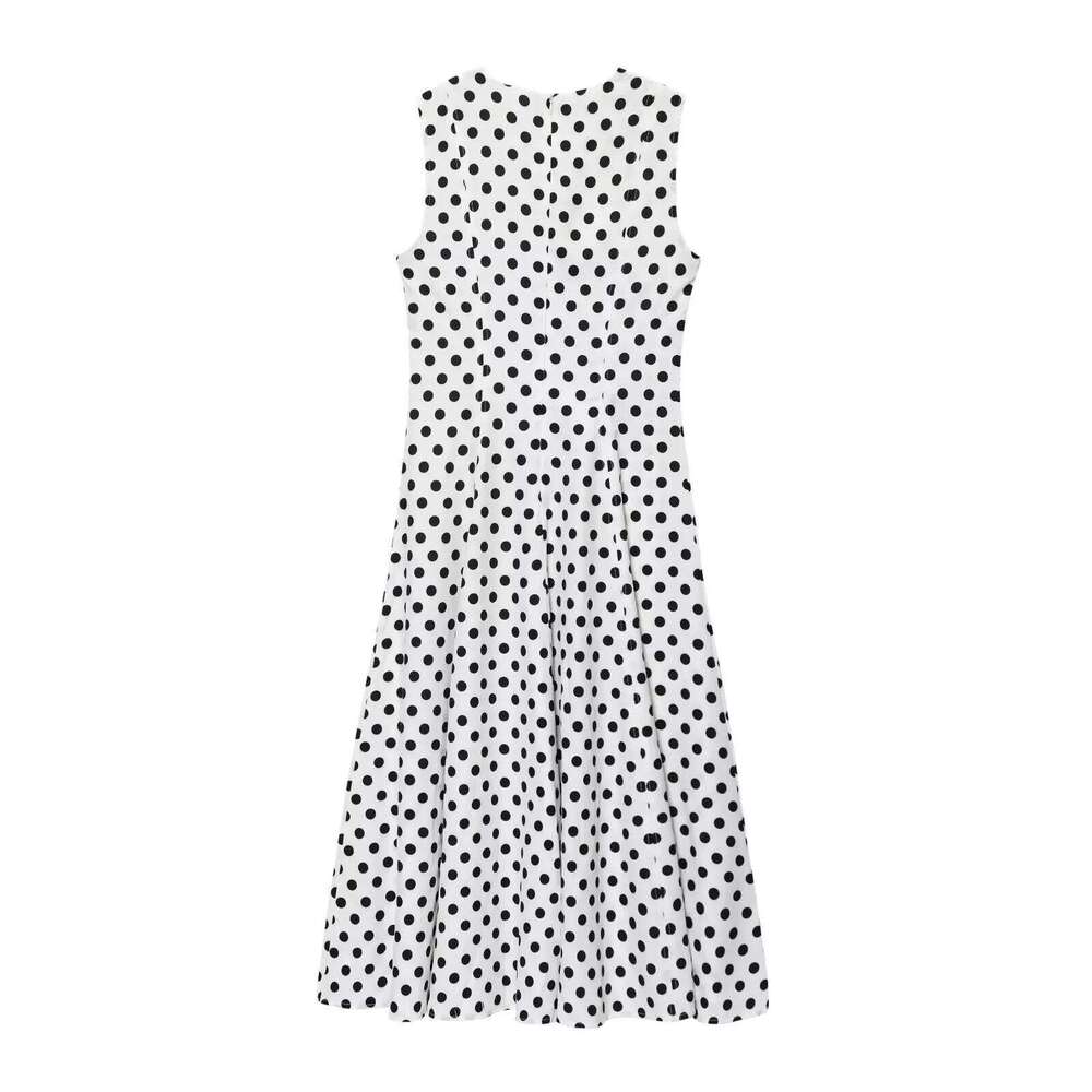 2025 Summer New Arrivals Women's Wear Temperament Elegant Polka Dot Round Neck Sleeveless Dress XJ260130
