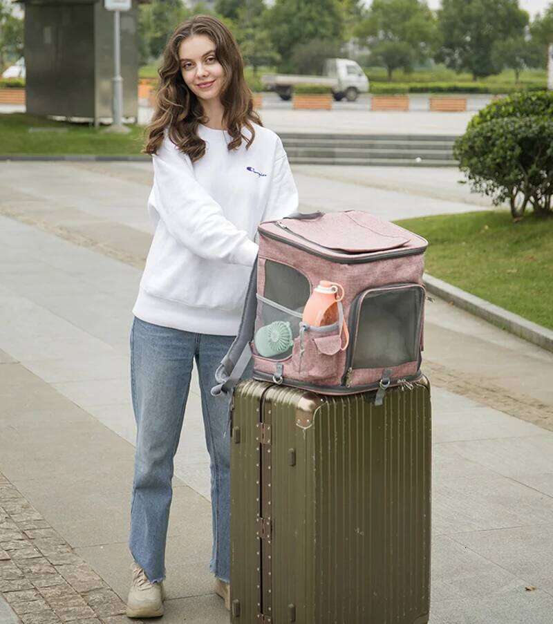 Foldable Cat Backpack, Large Capacity Travel Pet Carrier with Adjustable Straps, Portable Dog Backpack Bag for Small Pets 26H0130