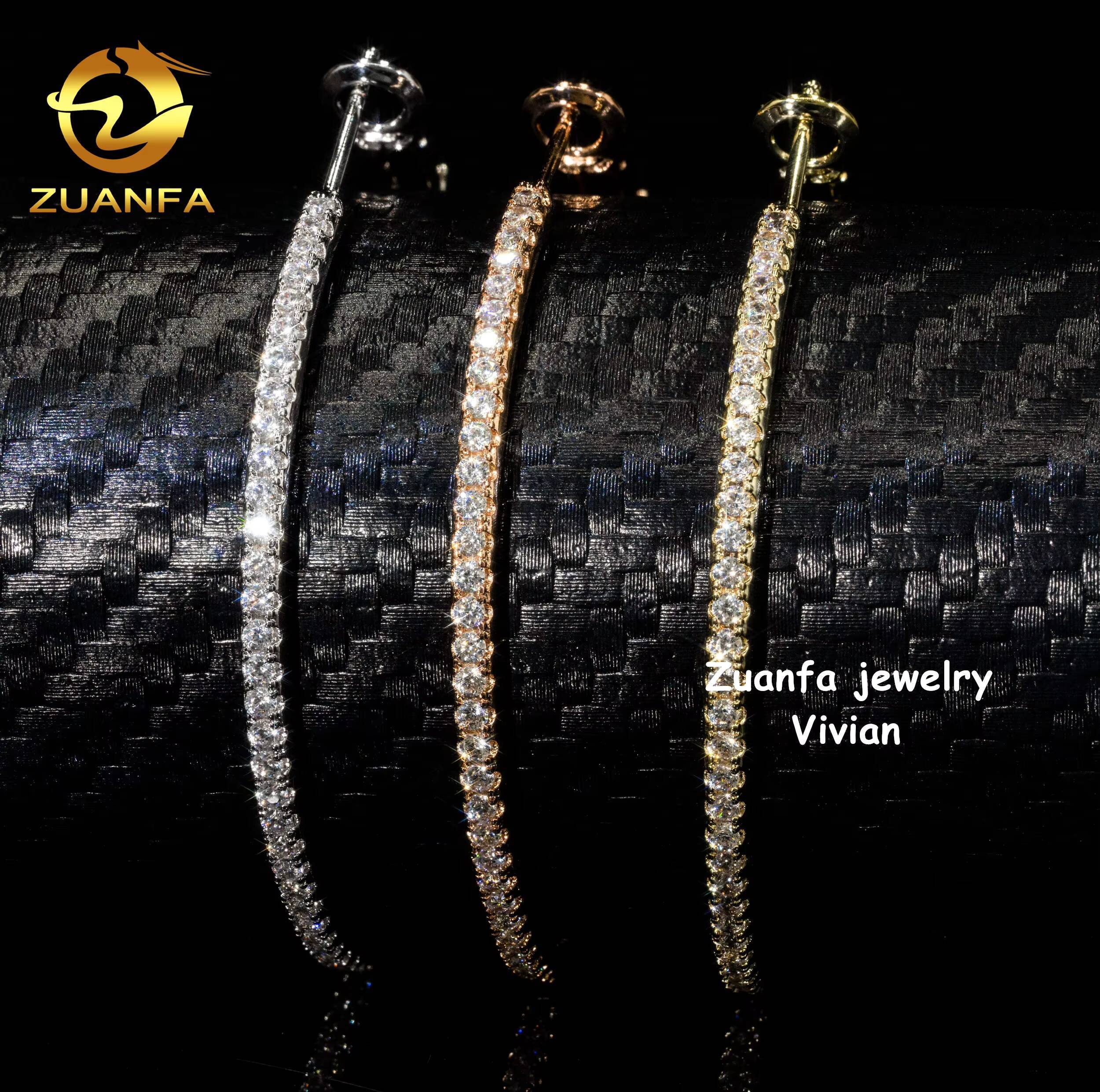 Fine Jewelry Hip Hop VVS Moissanite Diamond Moissanite Hip Hop Earring Sterling Silver 925 Luxury Iced Out Earrings