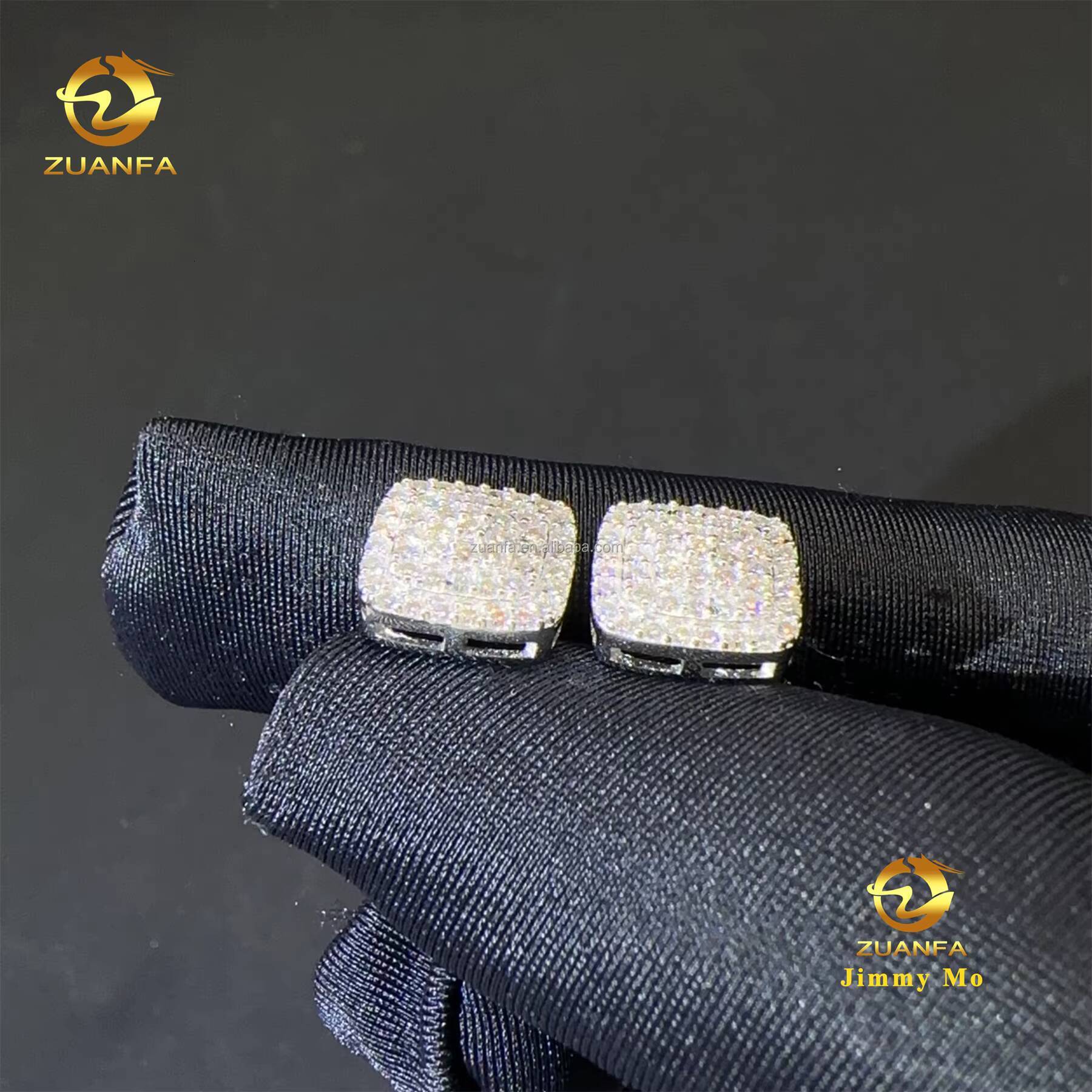 Drop Shipping Popular Pass Diamond Tester Unisex Iced Out Hip Hop 925 Sterling Silver Vvs1 Moissanite Diamond Stud Earrings Men