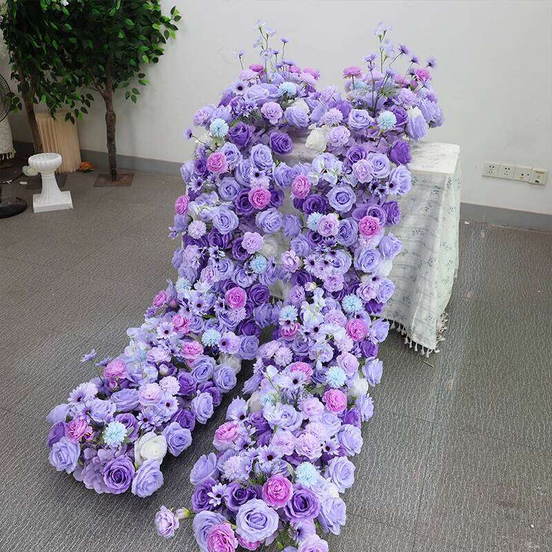 Purple Arrangement Wedding Table Decor Flower Ball Runner Artificial Flowers Row Event Party Backdrop Prop Window Display props W260130