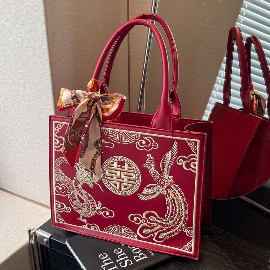 Chinese Style National Embroidery Wedding Handbag Red Bride New High-End Single Shoulder Crossbody Bag MASA