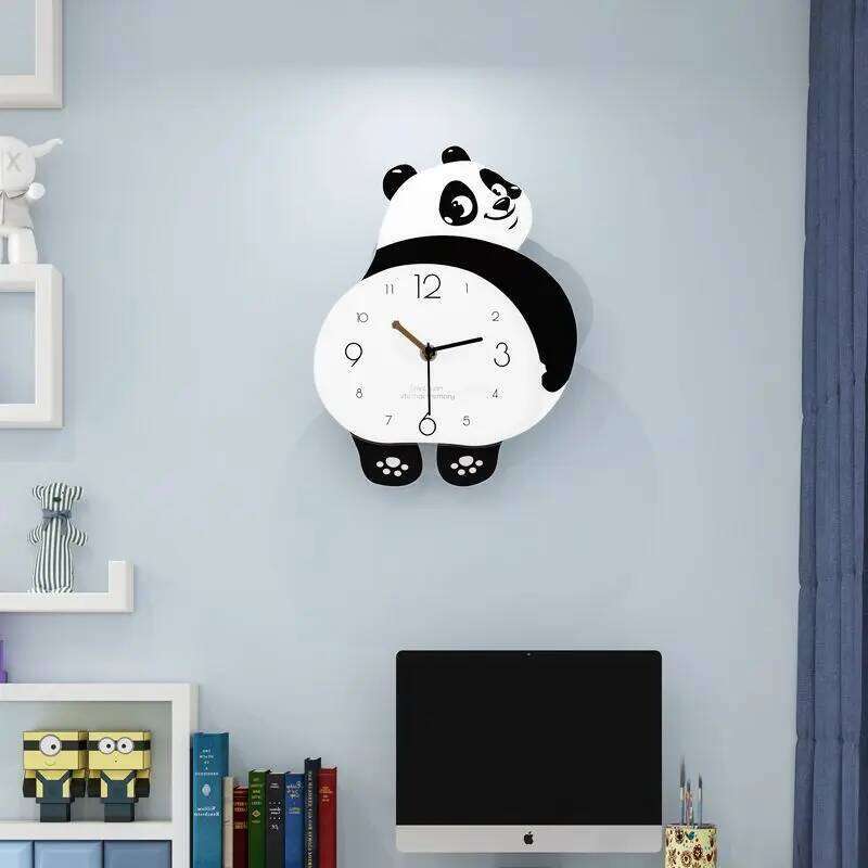 Home Decor Wall Clocks 2025 new creative panda living room mute simple modern wall hanging decorative clock watch W260130