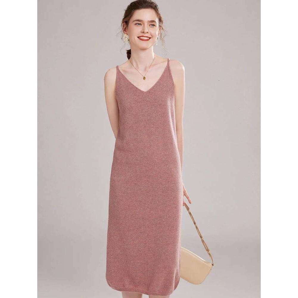 CHICUU Women 100% Vest Autumn Winter Basic Sleeveless Cashmere Knitwear Office Lady Grace Style Dress XJ260130