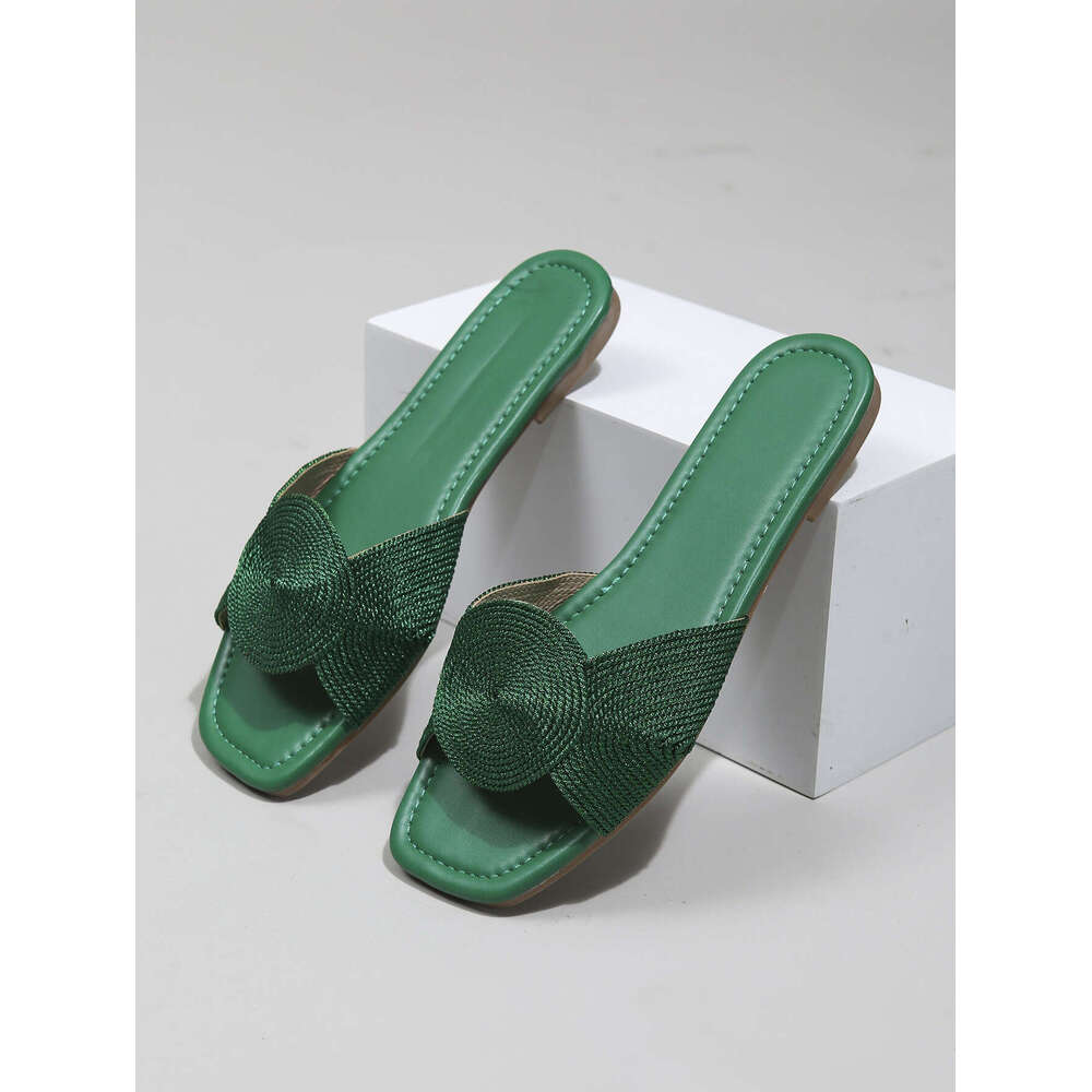 fashion shoes Hot-Selling Big Brand Popular 2025 Summer Women's New Metal Embroidered Woven Flat Sandals