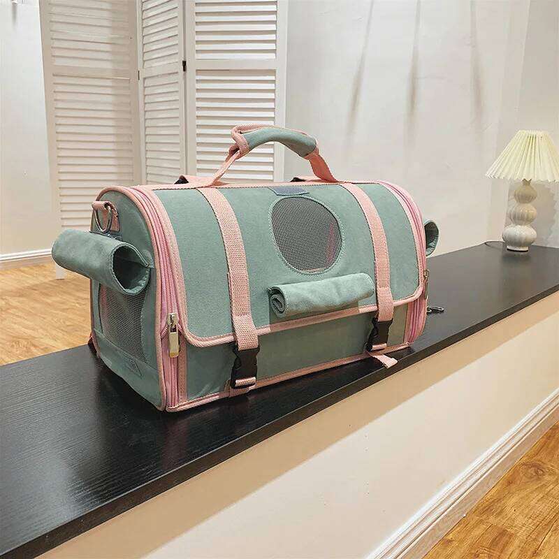 Canvas Cat Carrier Backpack Space Capsule Style Horizontal Large Capacity Portable Outdoor Travel Pet Bag For Cats & Dogs - view 6