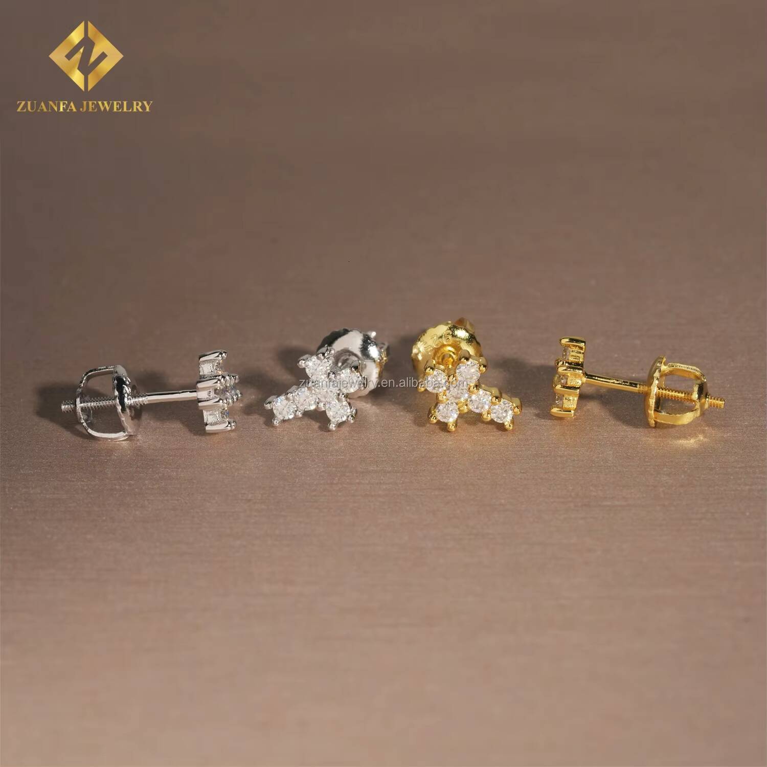 Pass Diamond Tester Best Selling Hip Hop Rapper Jewelry 925 Sterling Silver VVS1 Moissanite Cross Stud Earring Screw Back